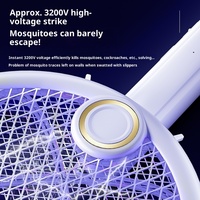 Nouvelle raquette électrique anti-moustiques pliable et rechargeable avec batterie au lithium non toxique, tapette à mouches domestique et lampe tue-moustiques