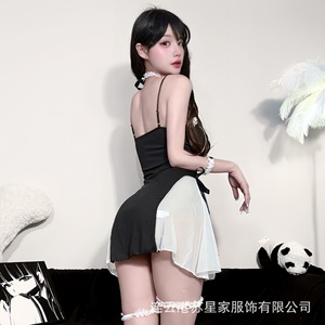 Lencería sexy de talla grande, disfraz de sirvienta, uniforme de chica sexy, vestido con tirantes, encanto de medianoche, tentación. - Product Image 2
