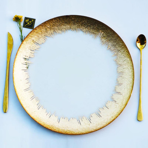 Design moderno di alta qualità argento oro trasparente <span class=keywords><strong>vetro</strong></span> piastre di 33cm di <span class=keywords><strong>dimensioni</strong></span> per matrimoni e feste ordine minimo 100 pezzi - Product Image 4