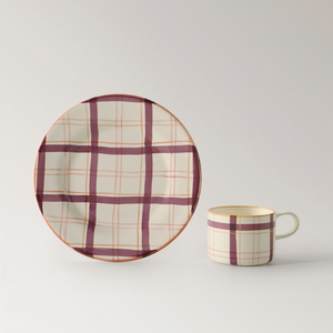 Juego de Platos de Estilo Nórdico, Vajilla Artesanal con Diseño a Cuadros, Plato Redondo para el Hogar, Plato de Cerámica Personalizado para Bodas - Product Image 3