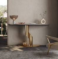 Tables console d'entrée modernes Offre Spéciale en métal argenté Table console de salon et ensemble de miroirs pour la décoration de la chambre à coucher pour les hôtels