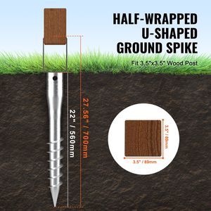 DB, venta al por mayor, Estaca de poste de tornillo DIY, 1 paquete, anclaje de tierra sin excavación, 3,94x2,76x27,56 en Barra de refuerzo en forma de U, 6 pernos de lengüeta para cercas Produ - Product Image 4
