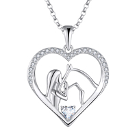 Colliers pendentifs en argent sterling 925 personnalisés de luxe QX, zircon, mariage, femme, maman, fête des mères, enfant, cheval, cœur