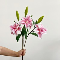 Künstliche Doppelblüten-Lilien, Kunstblumen, Realistische Touch-Blumen, Heim- und Hochzeitsdekoration Blumenarrangement-Zubehör