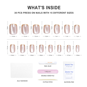 Nailway 30Pcs Court Carré Français Ongles Gel Presse Sur Ongles En Gros Réutilisable <span class=keywords><strong>Faux</strong></span> Ongles - Product Image 4