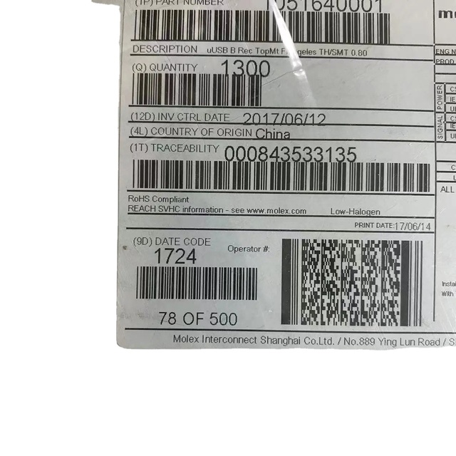 1051640001 USB Connectors MICRO USB B TOP MOUNT new and original stock