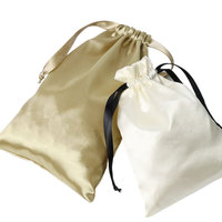 Logo personnalisé pas cher Imité Soie Organza Satin Sac d'emballage Pochette Sacrée Couverture Sac Cheveux Cadeau Bijoux Sacs Avec Ruban Corde