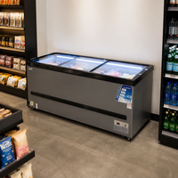Réfrigérateur-Congélateur Commercial pour Supermarché, Armoire Réfrigérée Combinée pour Cuisine, 2 Portes Coulissantes en Verre, Température Unique