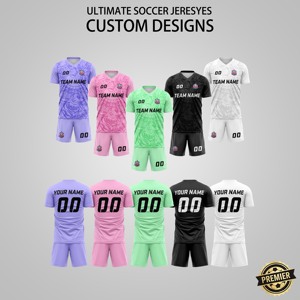 批发定制男女通用成人足球衫，透气速干，100%涤纶，热转印印有球员姓名图案，短款 - Product Image 2