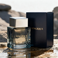 Flacon de parfum vide en verre carré transparent givré de luxe personnalisé avec bouchon magnétique 30 ml 50 ml 100 ml avec vaporisateur et boîte d'emballage