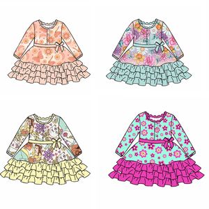 Robe en coton de bambou personnalisée avec imprimé, pour filles, style nœud tourbillonnant, longueur genou, coupe trapèze, collection automne, pour bébés et tout-petits, vente en gros directe usine - Product Image 4