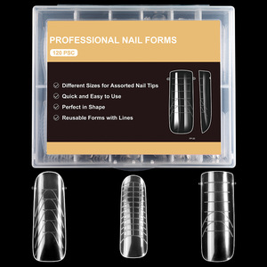 Formes à ongles certifiées pour nail art, extension de gel UV cristal, sans plateau en papier, capsules d'ongles rapides, 120 pièces en boîte, fabriqué aux États-Unis - Product Image 1