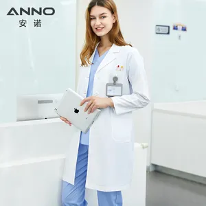 Medical Non Woven White Anti Wrinkle Breathable Lab Coat For Women Clinic