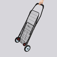 Chariot de camping pliable léger en acier grillagé avec quatre roues, pliable pour les outils et les courses