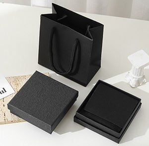 Kotak kemasan hitam kualitas terbaik untuk anting gelang kalung cincin Kraft kertas perhiasan kotak kemasan hadiah dengan tas - Product Image 6