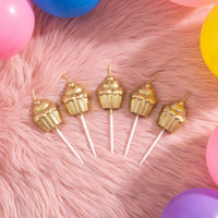 Bougie décorative en cire de paraffine dorée en forme de gâteau d'anniversaire, mignonne et artistique, faite à la main, avec mèche en coton, imprimée UV, sans gouttes, non parfumée, pour le Nouvel An chinois