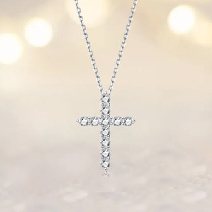 Collier de luxe 6A en zircon cœur flèche et croix, en argent sterling S925 plaqué rhodium, bijoux de qualité boutique pour femme, serti à la main, cadeau - Product Image 3