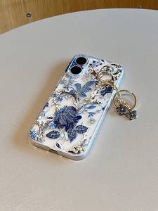 <span class=keywords><strong>Coque</strong></span> de téléphone de luxe <span class=keywords><strong>transparente</strong></span> en TPU souple antichoc <span class=keywords><strong>avec</strong></span> <span class=keywords><strong>motif</strong></span> floral bleu et porte-clés pour <span class=keywords><strong>iPhone</strong></span> 17 15 16 Pro Max - Product Image 2