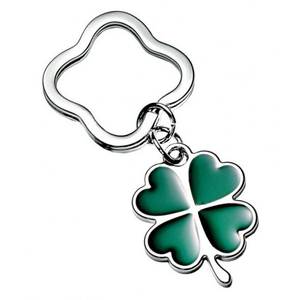 Portachiavi Quadrifoglio Verde in Metallo Smaltato, Charm Portafortuna, Regalo per San Patrizio - Product Image 1
