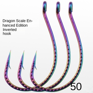 Hameçons inversés en écailles de dragon colorées en vrac 8003 Luya Loach Mandarin Fish Perch Beak Soft Bait Hooks pour la pêche en rivière - Product Image 3