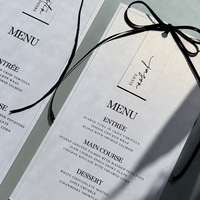Cartes de menu de mariage personnalisées avec ruban, carte de menu de dîner imprimée personnalisée, menu de table de luxe pour mariage