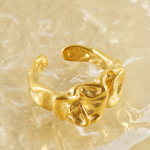 Zogxin Irregular Lava Opening <b>Ring</b> 18K Stainless Steel Adjustable Unisex Fashion <b>Ring</b> - Product Image 4