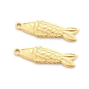 Pendentif en émail en forme de poisson en acier inoxydable plaqué or 18 carats, coloré, pour la création de bijoux DIY H1616 - Product Image 5