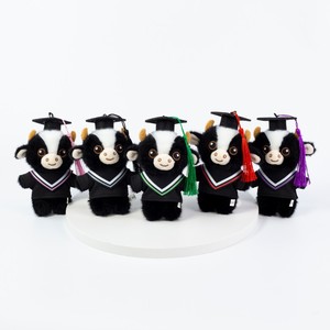Giocattoli Songshan, Portachiavi Peluche Mucca Nera 14cm con Logo Personalizzato, Regalo di Laurea - Product Image 4