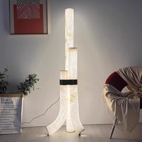 Lámpara de Pie LED de Diseño Moderno, Importada de España, de Cobre y Mármol, para Sala de Estar en una Villa de Alta Gama