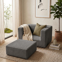 Canapé individuel inclinable carré en chenille avec rembourrage intégral en éponge, design moderne, canapé compressé pour salons d'hôtels et de villas