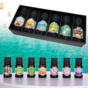 Toptan 10ml saf uçucu yağ hediye seti 6 şişe hediye seti hava spreyi difüzör aromaterapi suda çözünür uçucu yağ