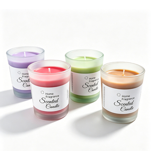 Bougie parfumée en verre givré, cire colorée, étiquette personnalisée, option <span class=keywords><strong>de</strong></span> taille 50G 70G, parfum d'ambiance, aromathérapie, décorative - Product Image 1