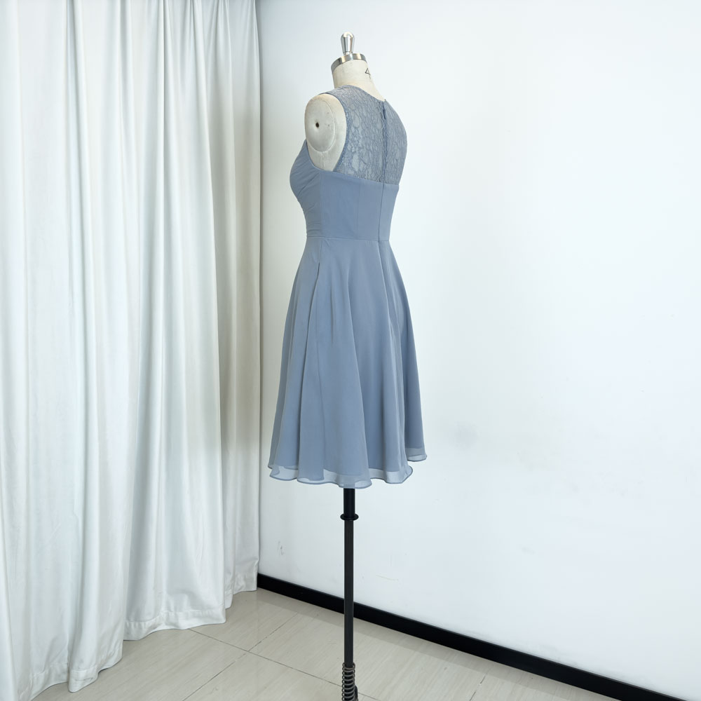 blue dress for baby girl BABARONI Strapless Short Chiffon Dress with Sweetheart Neck Dusty Blue, Dusty Blue / US0 main image 1