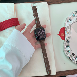 <span class=keywords><strong>Correa</strong></span> de <span class=keywords><strong>Reloj</strong></span> de Cuero Encerado Premium, <span class=keywords><strong>Correa</strong></span> Suave Compatible con <span class=keywords><strong>Apple</strong></span> <span class=keywords><strong>Watch</strong></span> Series 9 8 7 6 SE Ultra 2, <span class=keywords><strong>Correa</strong></span> Ajustable - Product Image 2