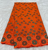 Tissu en dentelle africaine de Dubaï 100 % coton de haute qualité pour foulard en voile suisse avec décoration en strass