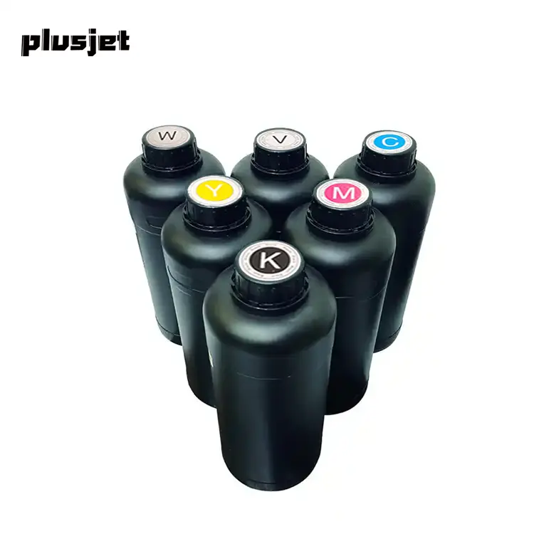 Plusjet tinta UV Dtf Film kualitas tinggi Logo dapat disesuaikan 1000ml obral besar tinta Printer warna hidup tinta UV Dtf