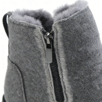 Vente en gros OEM/ODM – Bottes de neige souples imperméables grises en feutre de laine avec fermeture éclair latérale – Chaussures d'hiver chaudes avec doublure en fourrure – Logo et style personnalisés