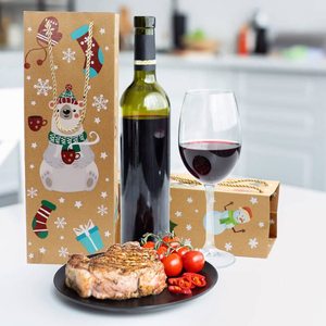 Sac en papier pour vin, emballage cadeau de Noël de luxe avec logo personnalisé du fabricant, pour les entreprises de boissons alcoolisées - Product Image 2