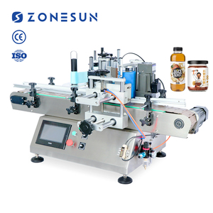 ZONESUN Automatic Essential Oil Plastic Bottle Label Sticker Tabletop Double Side Round Bottle Labeling Machine With Date Coder