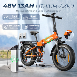 Eu In-stock 20" Fat Tire Foldable Bike 750w 48v 13ah 120km Range Dual Suspension 7-speed Mountain Trips S20-1plus Bike - Product Image 5