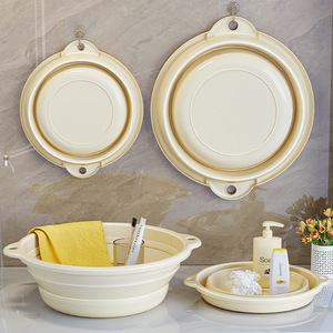 Ensemble de lavabos pliants en plastique, ronds, portables, à fixer au mur, pour dortoir et salle de bain - Product Image 1
