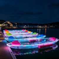 Kayak transparent avec éclairage LED, bateau en PC transparent pour 2 personnes, idéal pour la nuit et les séances photo