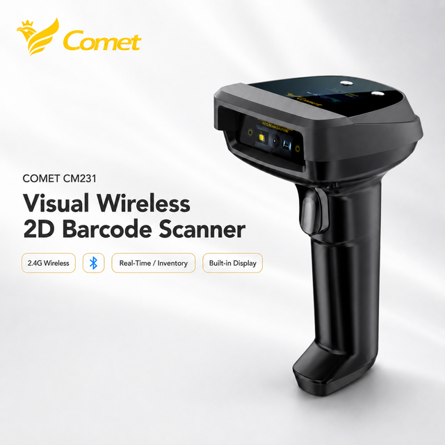 CM231 Wholesale 2.4G Wireless 2D Barcode Scanner OEM Handheld Barcode Reader with Display for Inventory POS Warehouse Logistics