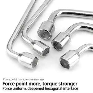 <span class=keywords><strong>Clé</strong></span> <span class=keywords><strong>à</strong></span> douille double fonction en forme de L 17-<span class=keywords><strong>24</strong></span> mm, outil de réparation de pneus chromé - Product Image 3