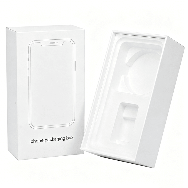 Custom Rigid Paper Base and Lid Type Cell Phone Packaging Box with Molded Blister Insert for Phone Accessory Gift Outer Package