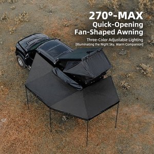 Tenda <span class=keywords><strong>da</strong></span> Tetto 360° con Apertura Laterale Rapida, Impermeabile, <span class=keywords><strong>per</strong></span> Quattro Stagioni, in <span class=keywords><strong>Tela</strong></span>, a Forma di Ventaglio a 270 Gradi, <span class=keywords><strong>per</strong></span> Auto e Attività all'Aperto - Product Image 2