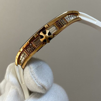 Montre mécanique automatique de luxe pour homme, cadran squelette en or rose 6701, lunette sertie de diamants cultivés, élégante pour les banquets et les soirées