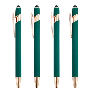 Sıcak satış şişe yeşil gül goldrejection stylus kalem apple ipad telefon kalem için özel logo alüminyum stylus dokunmatik kalem evrensel