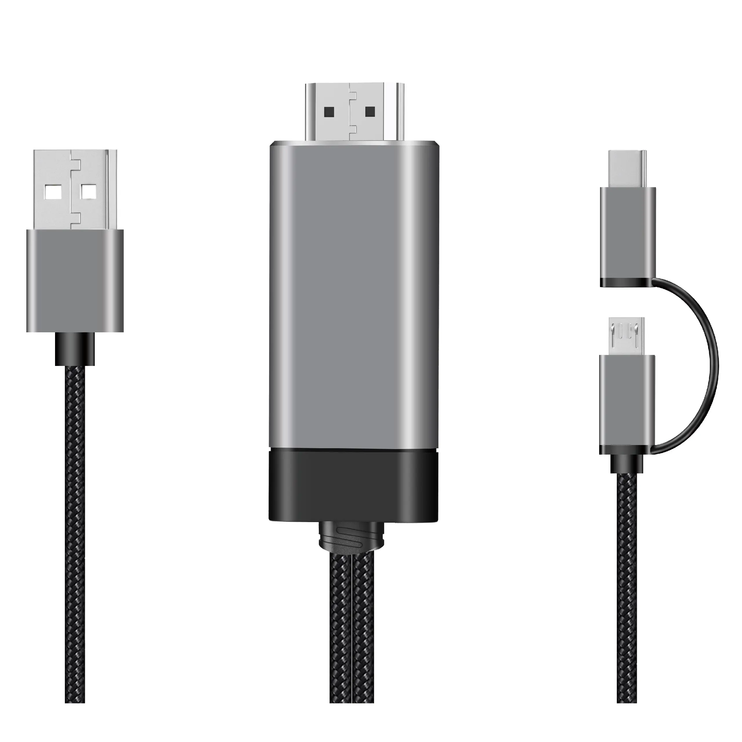 وصلة LD29 تشغيل مايكرو USB نوع C USB-C إلى كابل HDMI محول صوت فيديو رقمي محول AV لهاتف iPhone