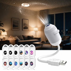 USB Star <b>Projector</b> Night Light Mini LED Lamp With 12 Replaceable Pattern Discs For <b>Room</b> Ambient Lighting - Product Image 1